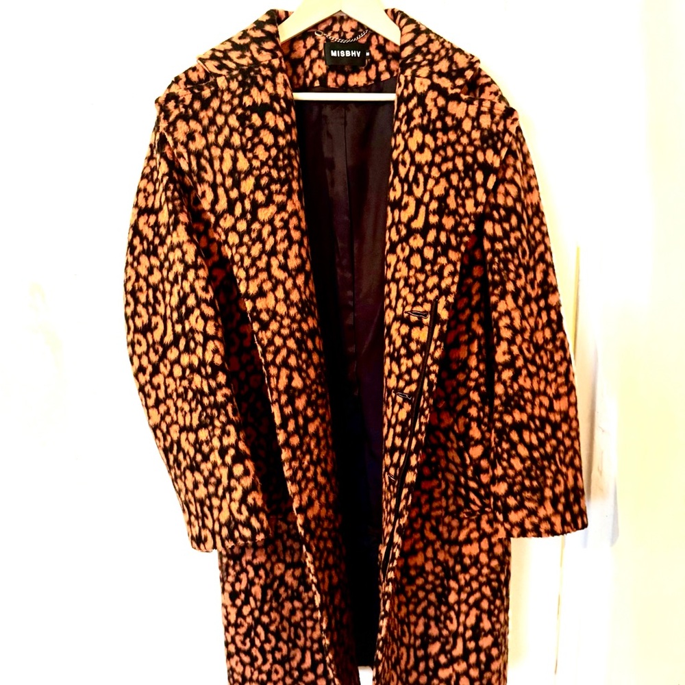 MISBHV Orange Leopard Print Coat - Picture 2 of 4